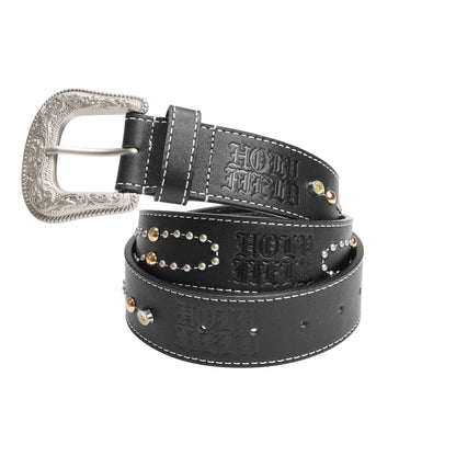 Rosary Studded Leather Belt (Black)