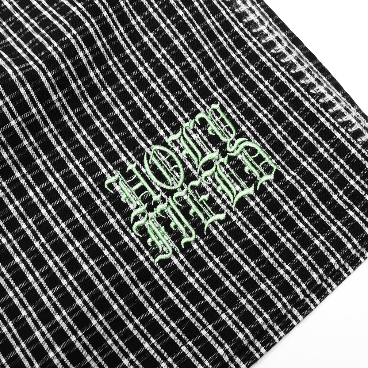 Logo Baggy Plaid Shorts (Black)