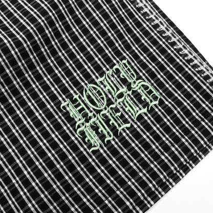 Logo Baggy Plaid Shorts (Black)