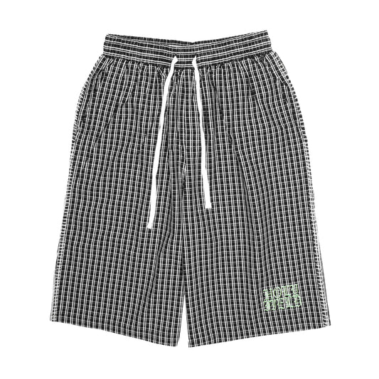 Logo Baggy Plaid Shorts (Black)