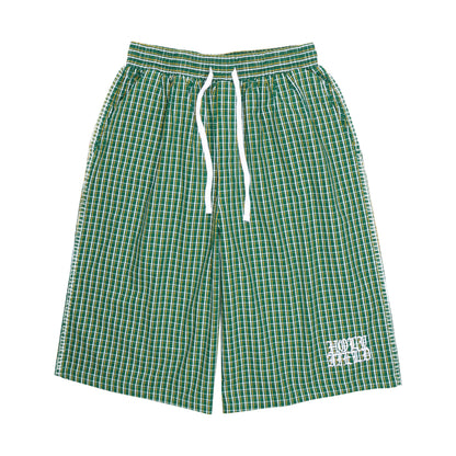 Logo Baggy Plaid Shorts (Green)